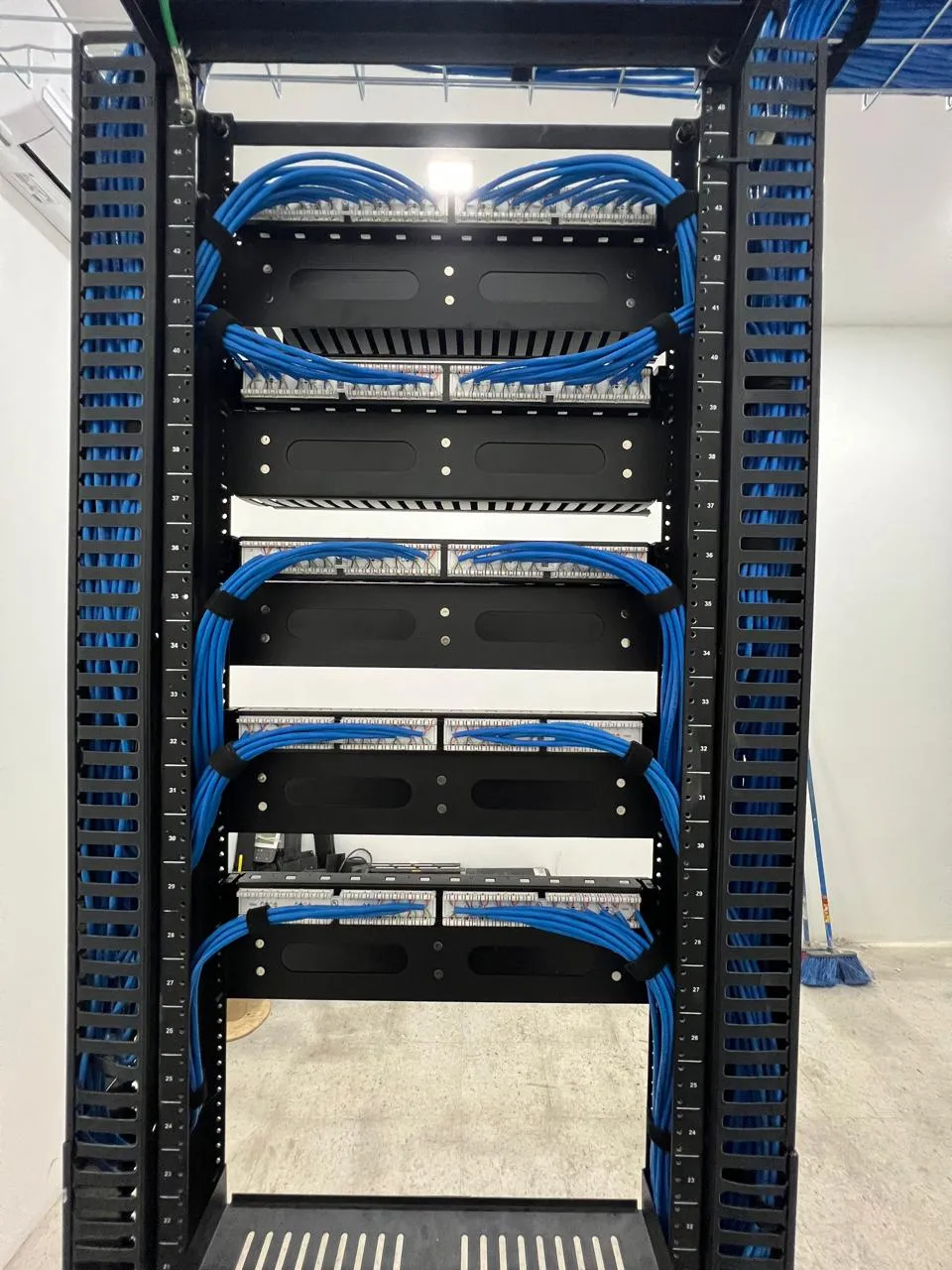 Rack con cableado estructurado en agencia Banrural